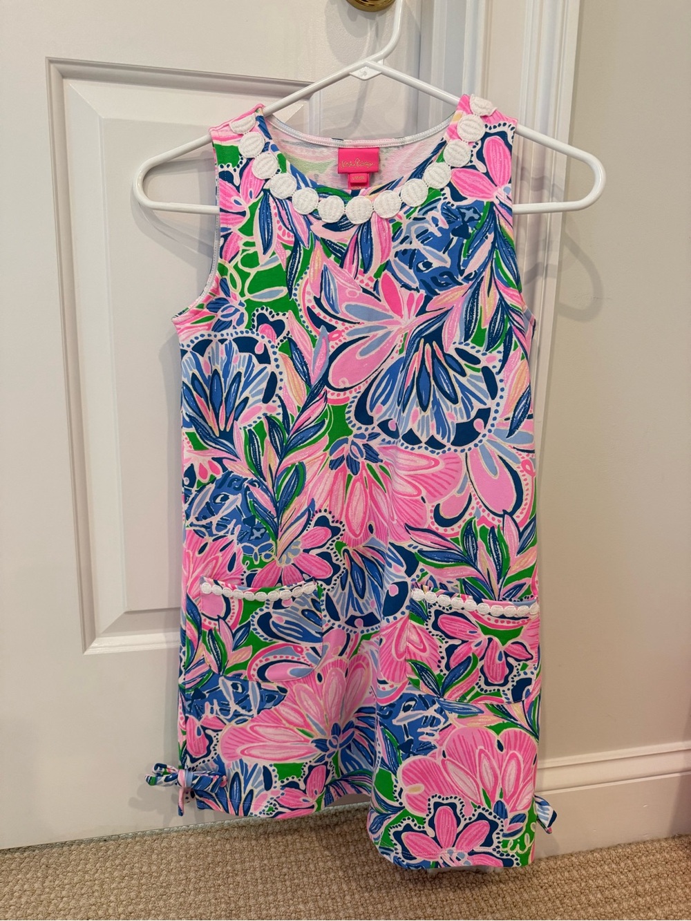 Girls Lilly Pulitzer Sleeveless Shift Dress in Pink and Blue